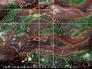 Météo tropicale : Carte des vents de cisaillement.