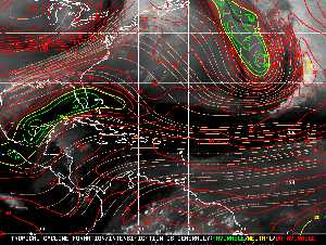 Météo tropicale : Carte des vents de cisaillement.