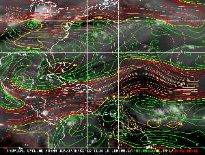Météo tropicale : Carte des vents de cisaillement.