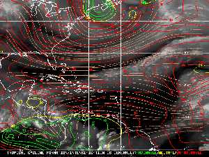 Météo tropicale : Carte des vents de cisaillement.