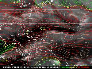 Météo tropicale : Carte des vents de cisaillement.