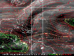 Météo tropicale : Carte des vents de cisaillement.