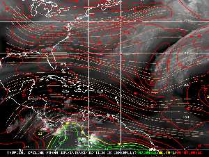 Météo tropicale : Carte des vents de cisaillement.