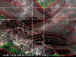 Météo tropicale : Carte des vents de cisaillement.