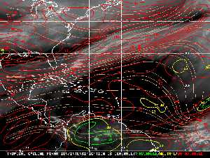 Météo tropicale : Carte des vents de cisaillement.