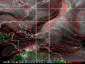 Météo tropicale : Carte des vents de cisaillement.
