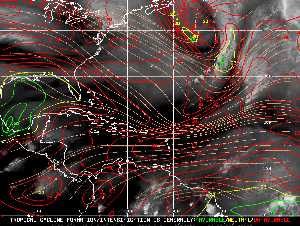 Météo tropicale : Carte des vents de cisaillement.