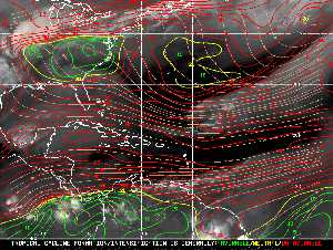 Météo tropicale : Carte des vents de cisaillement.
