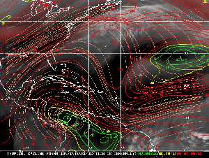 Météo tropicale : Carte des vents de cisaillement.