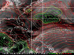 Météo tropicale : Carte des vents de cisaillement.