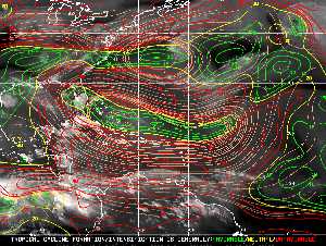 Météo tropicale : Carte des vents de cisaillement.