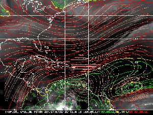 Météo tropicale : Carte des vents de cisaillement.