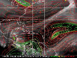 Météo tropicale : Carte des vents de cisaillement.
