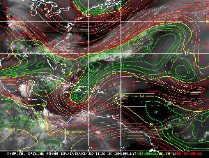Météo tropicale : Carte des vents de cisaillement.