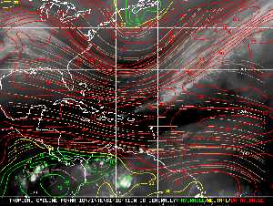Météo tropicale : Carte des vents de cisaillement.
