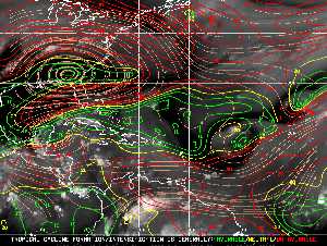 Météo tropicale : Carte des vents de cisaillement.