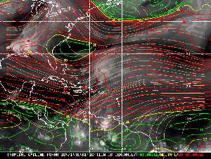Météo tropicale : Carte des vents de cisaillement.