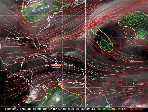 Météo tropicale : Carte des vents de cisaillement.