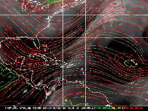 Météo tropicale : Carte des vents de cisaillement.