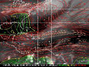 Météo tropicale : Carte des vents de cisaillement.