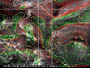 Météo tropicale : Carte des vents de cisaillement.