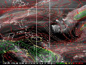 Météo tropicale : Carte des vents de cisaillement.