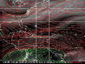 Météo tropicale : Carte des vents de cisaillement.