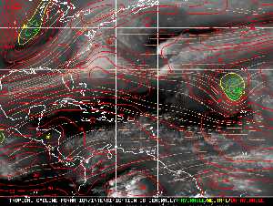 Météo tropicale : Carte des vents de cisaillement.
