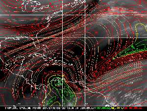Météo tropicale : Carte des vents de cisaillement.