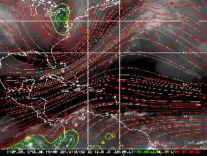 Météo tropicale : Carte des vents de cisaillement.