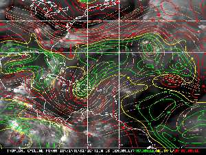 Météo tropicale : Carte des vents de cisaillement.