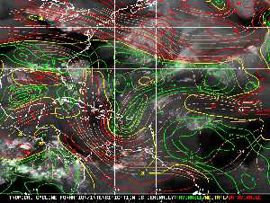 Météo tropicale : Carte des vents de cisaillement.