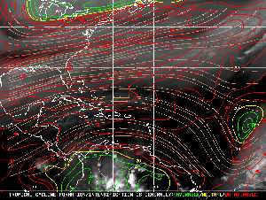 Météo tropicale : Carte des vents de cisaillement.