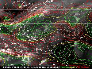Météo tropicale : Carte des vents de cisaillement.