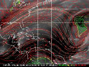 Météo tropicale : Carte des vents de cisaillement.
