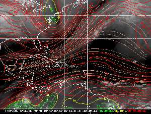 Météo tropicale : Carte des vents de cisaillement.