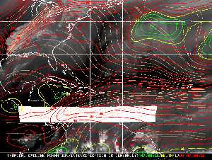 Météo tropicale : Carte des vents de cisaillement.