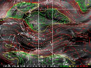 Météo tropicale : Carte des vents de cisaillement.
