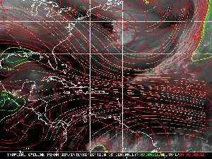 Météo tropicale : Carte des vents de cisaillement.