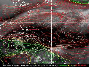 Météo tropicale : Carte des vents de cisaillement.