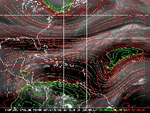 Météo tropicale : Carte des vents de cisaillement.