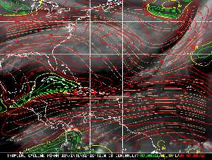 Météo tropicale : Carte des vents de cisaillement.