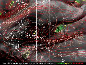 Météo tropicale : Carte des vents de cisaillement.