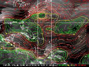 Météo tropicale : Carte des vents de cisaillement.