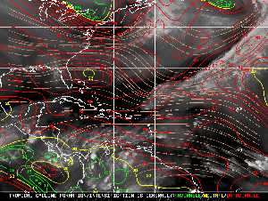 Météo tropicale : Carte des vents de cisaillement.