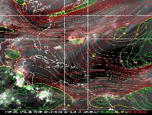 Météo tropicale : Carte des vents de cisaillement.