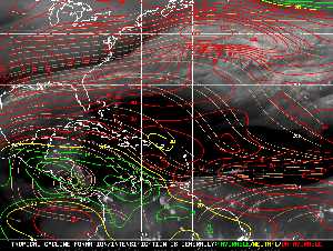 Météo tropicale : Carte des vents de cisaillement.