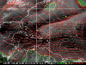 Météo tropicale : Carte des vents de cisaillement.