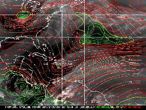 Météo tropicale : Carte des vents de cisaillement.
