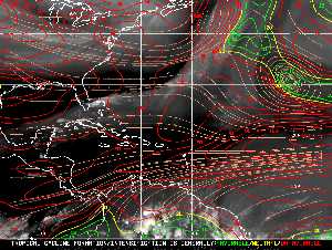 Météo tropicale : Carte des vents de cisaillement.
